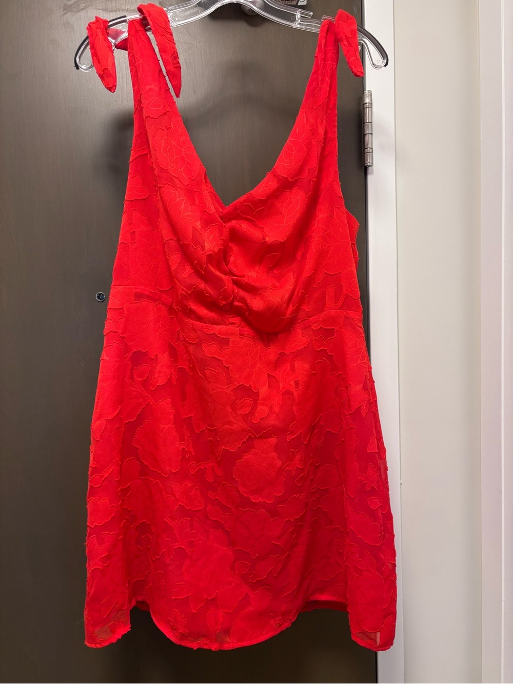 Dynamite Red Floral Tie-Shoulder Dress